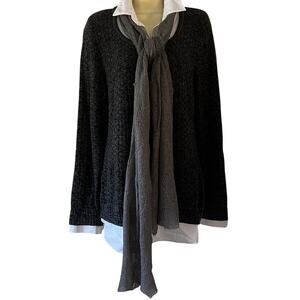 Rikka Gray Acrylic Lightweight Delicate Knit Scarf Soft Cozy